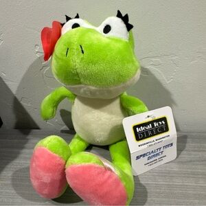 Ideal Toys Direct Green Frog Stuffed Plush Toy Girl Pink Flower Shoes 9” Tag